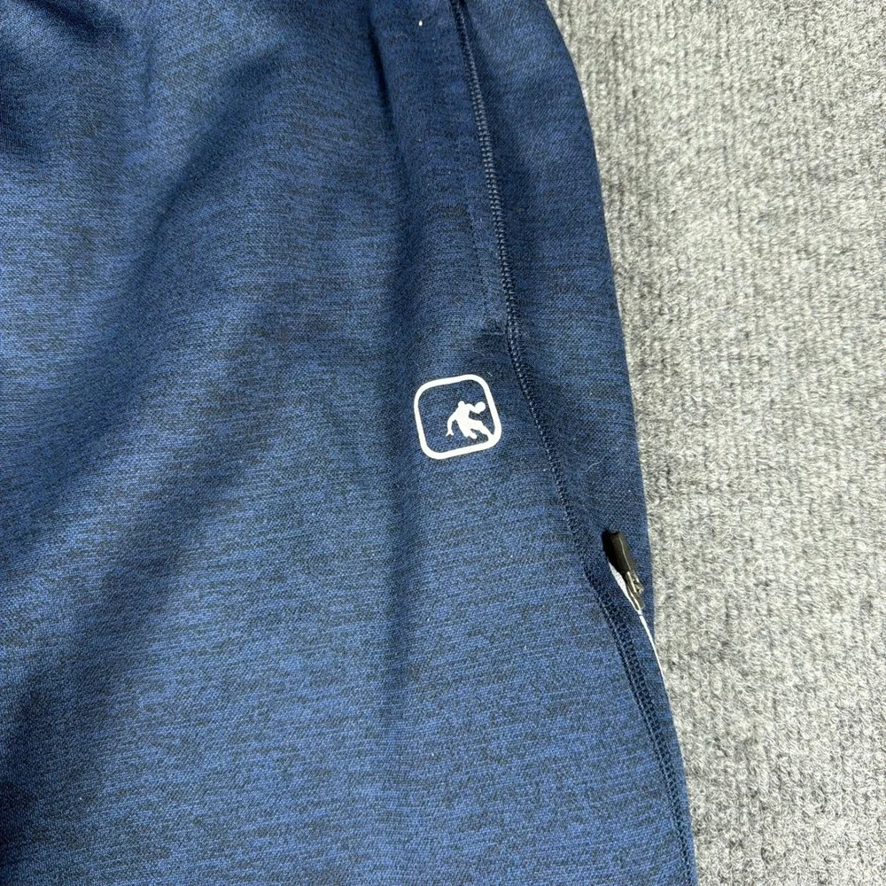 AND1 Sweatpants Men Size XL Navy Blue Heathered Fleece Lined Drawstring Joggers